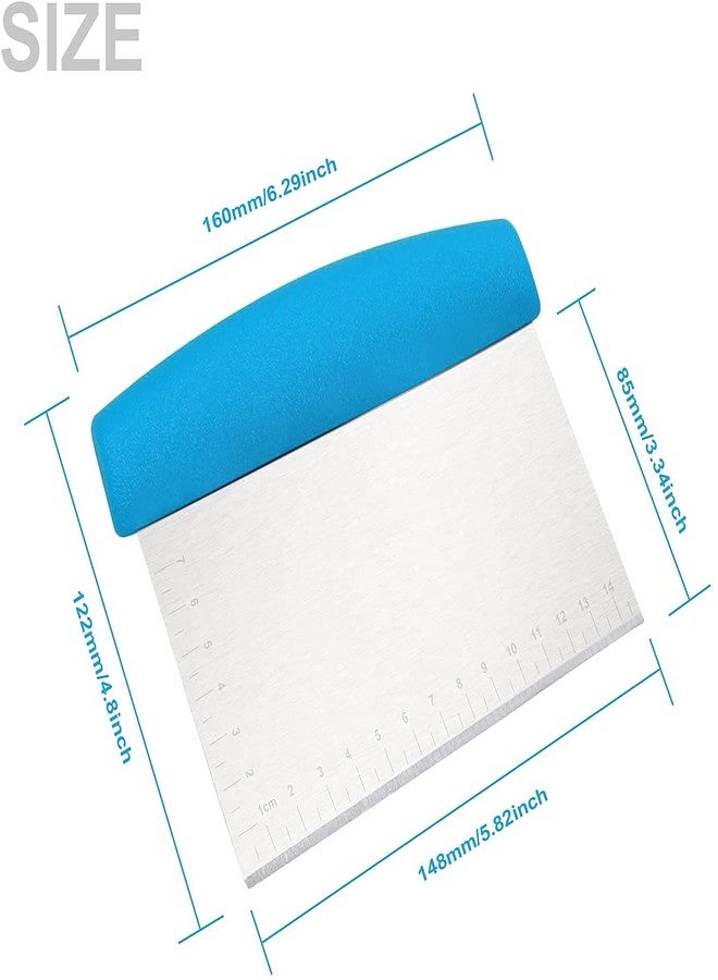 Trifecta Stainless Steel Griddle Scraper Chopper, Dough Bench Scraper Cutter with Measuring Marks, Kitchen Tool for Flat Top Griddle Grilling, Baking, Cooking, size: 6.3 * 3.9 * 1.2 inch (pack - 1 blue) - Image 5